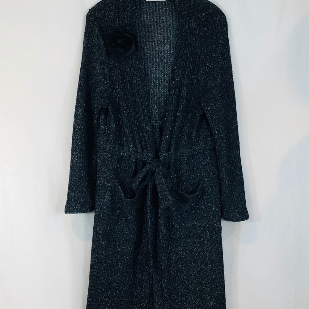 Wanderlux Tunic Sz XL Navy Blue Loose Knit Long Slv